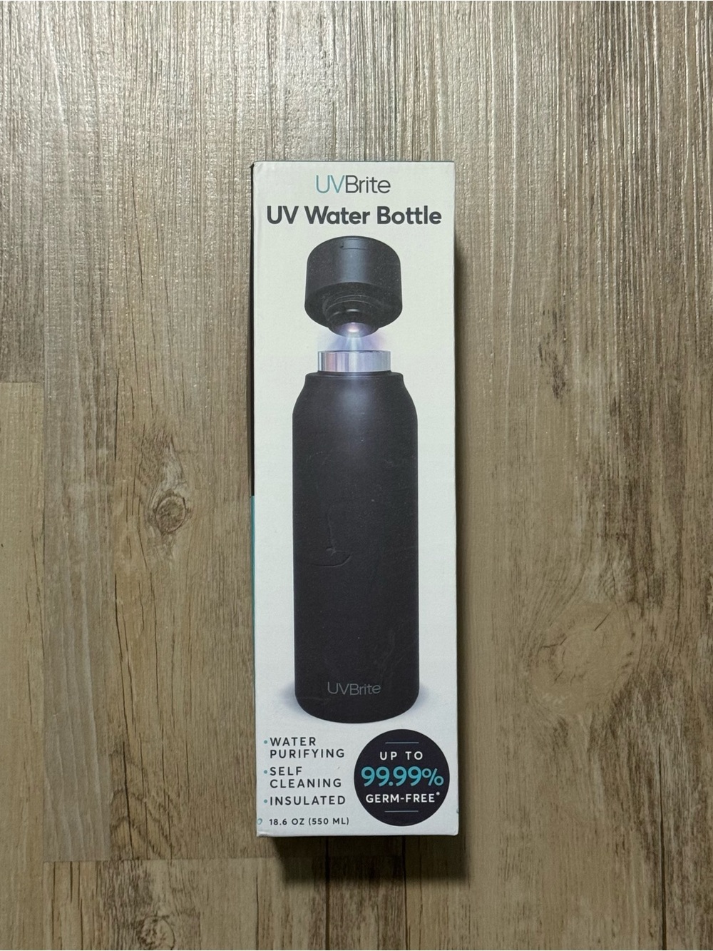 UV Brite 18.6 Oz Self Cleaning Water Bottle Brand New